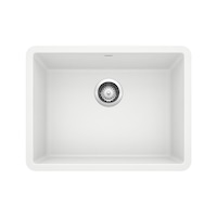 Blanco Precis SILGRANIT 24-in Single Bowl Undermount Kitchen Sink, White Overhead_Flat