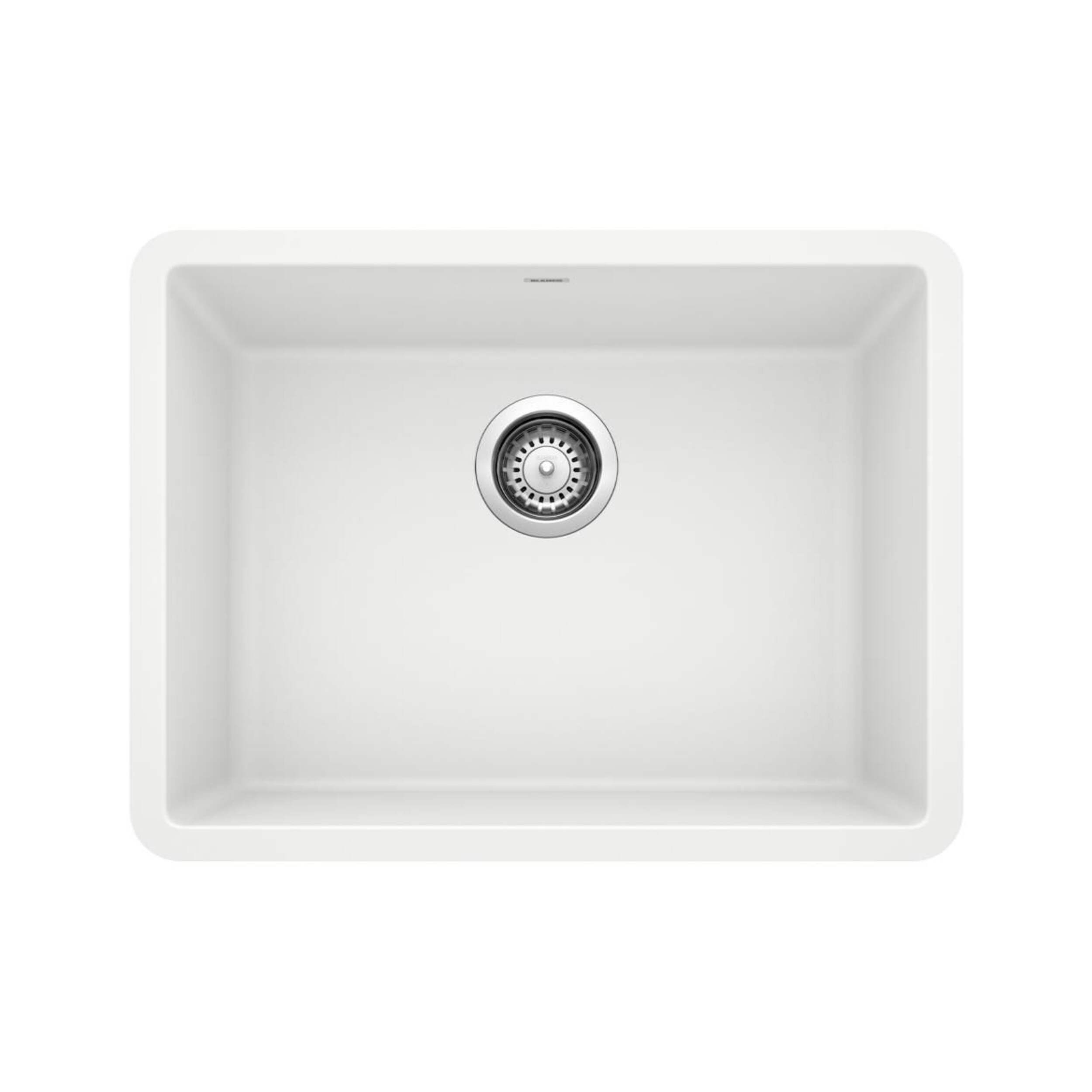 Blanco Precis SILGRANIT 24-in Single Bowl Undermount Kitchen Sink, White Overhead_Flat