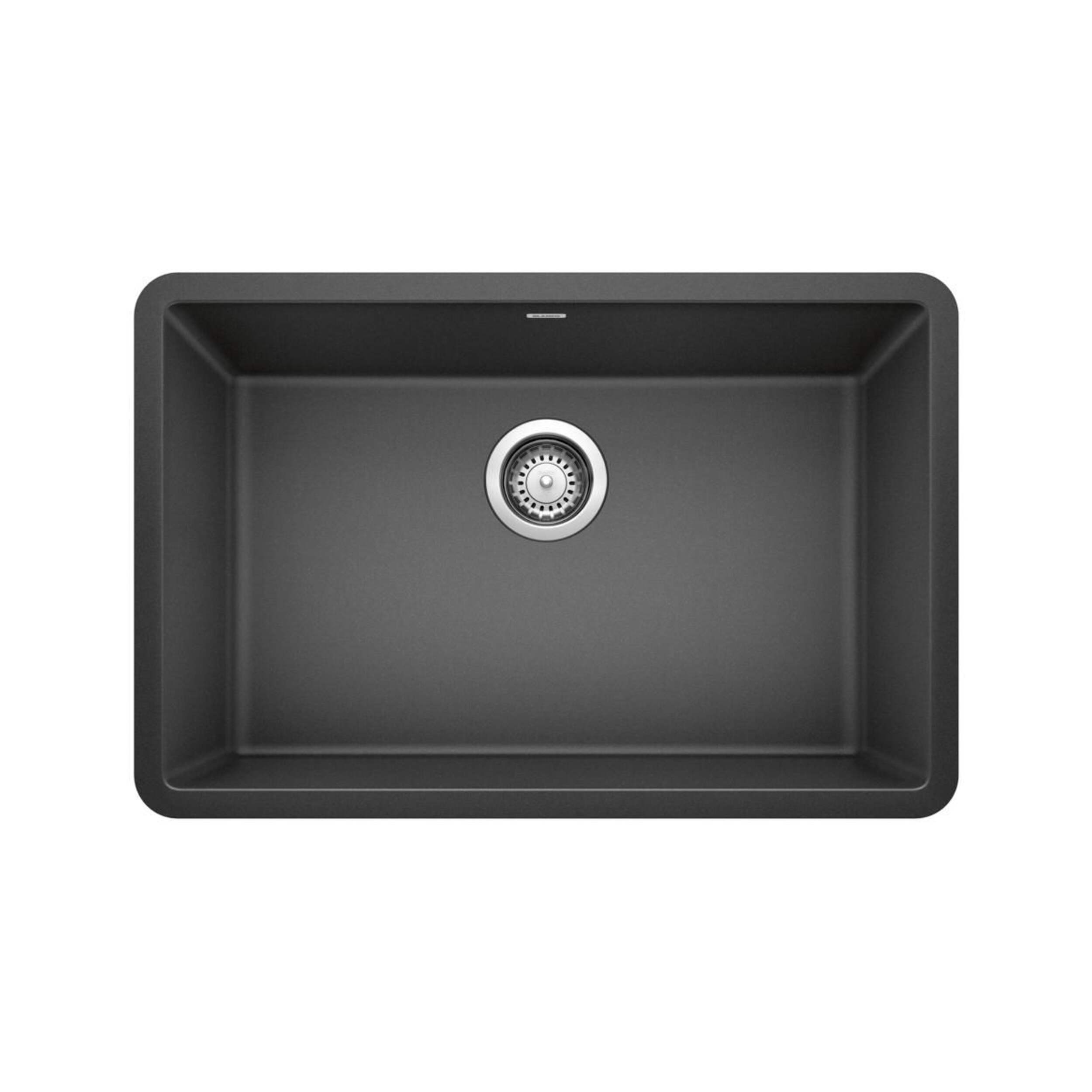 Évier de cuisine sous comptoir à cuve simple Blanco Precis SILGRANIT, 27 po, anthracite Overhead_Flat