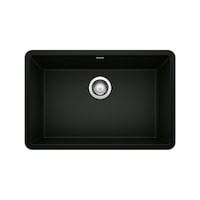 Blanco Precis SILGRANIT 27-in Single Bowl Undermount Kitchen Sink, Coal Black Overhead_Flat