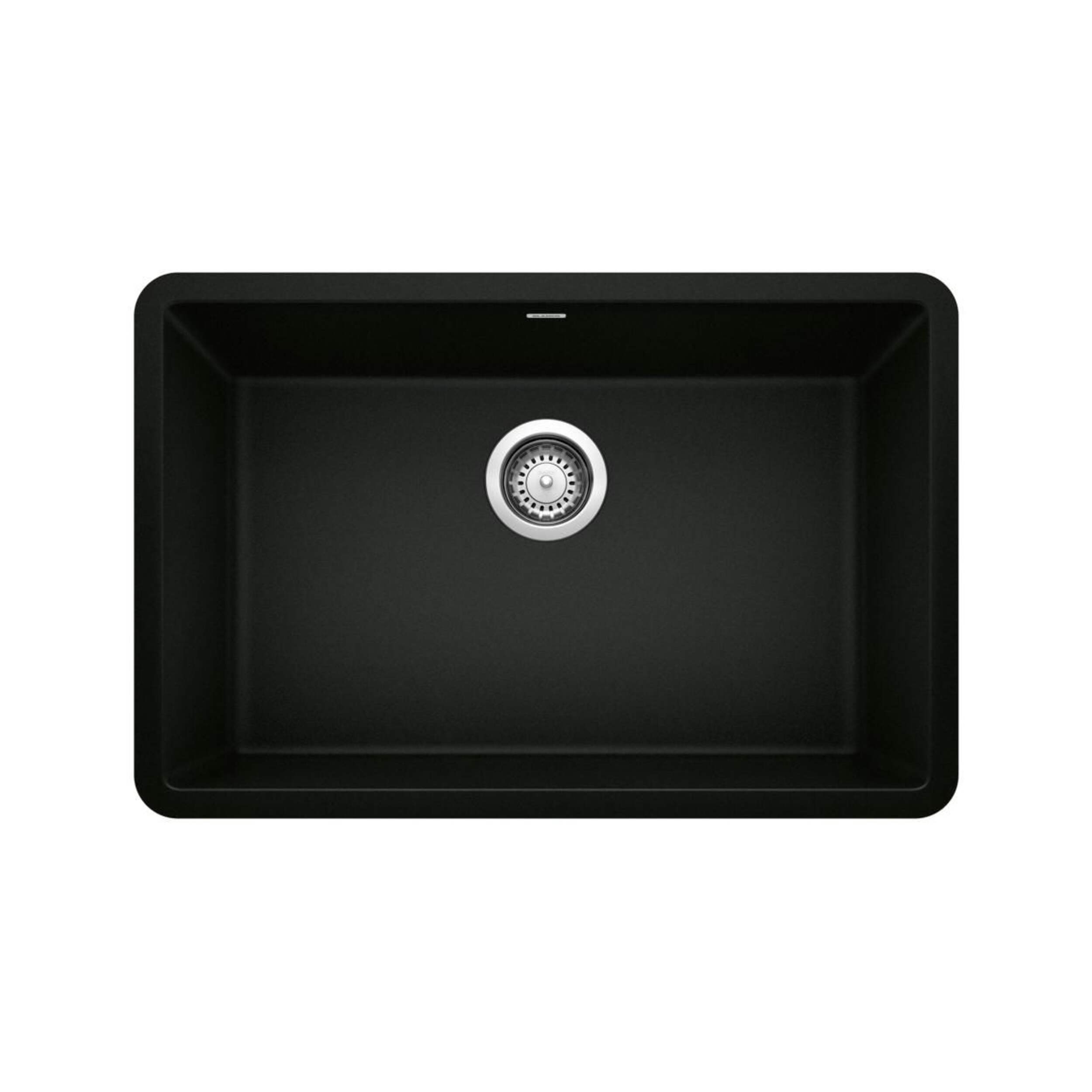 Blanco Precis SILGRANIT 27-in Single Bowl Undermount Kitchen Sink, Coal Black Overhead_Flat