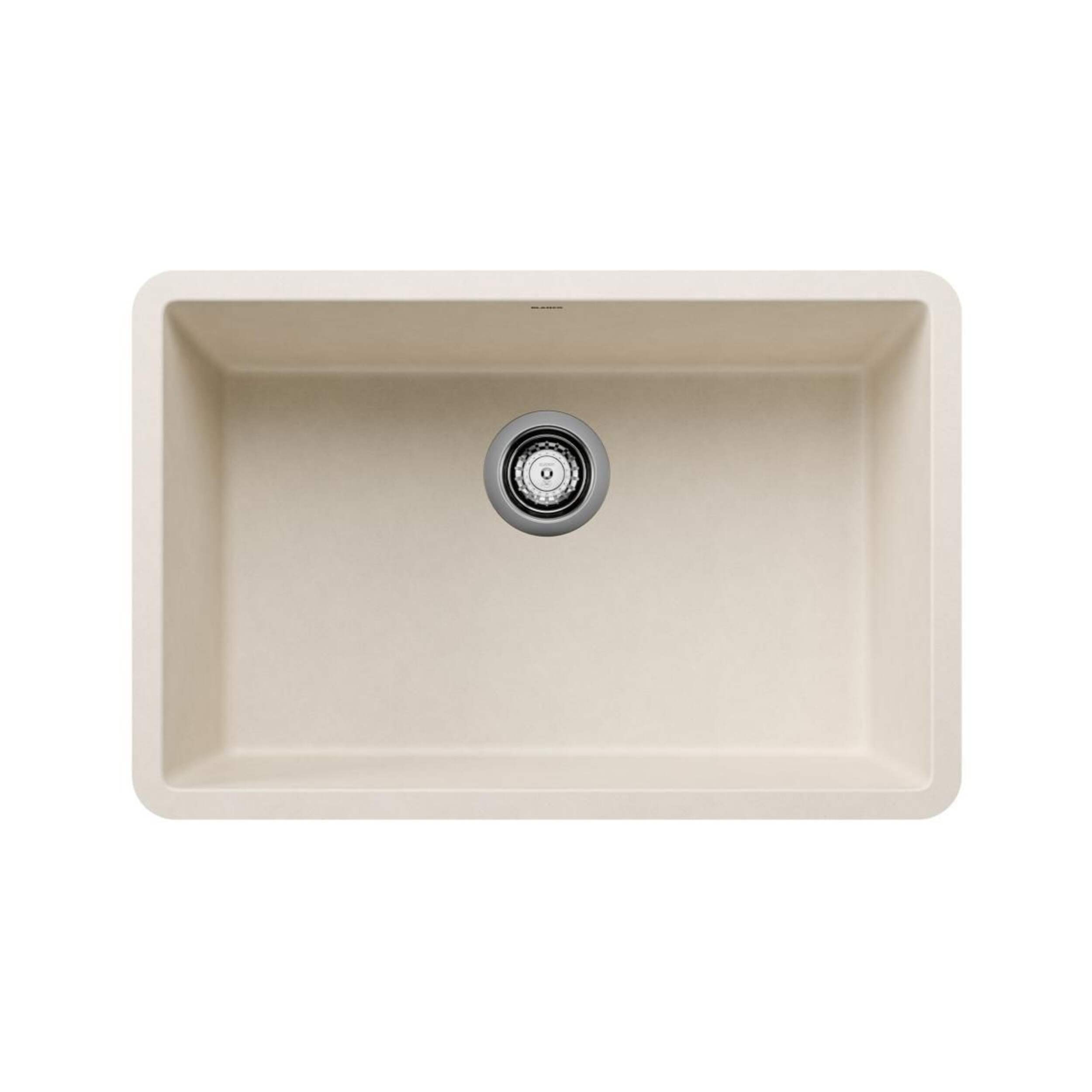 Blanco Precis SILGRANIT 27-in Single Bowl Undermount Kitchen Sink, Soft White Overhead_Flat