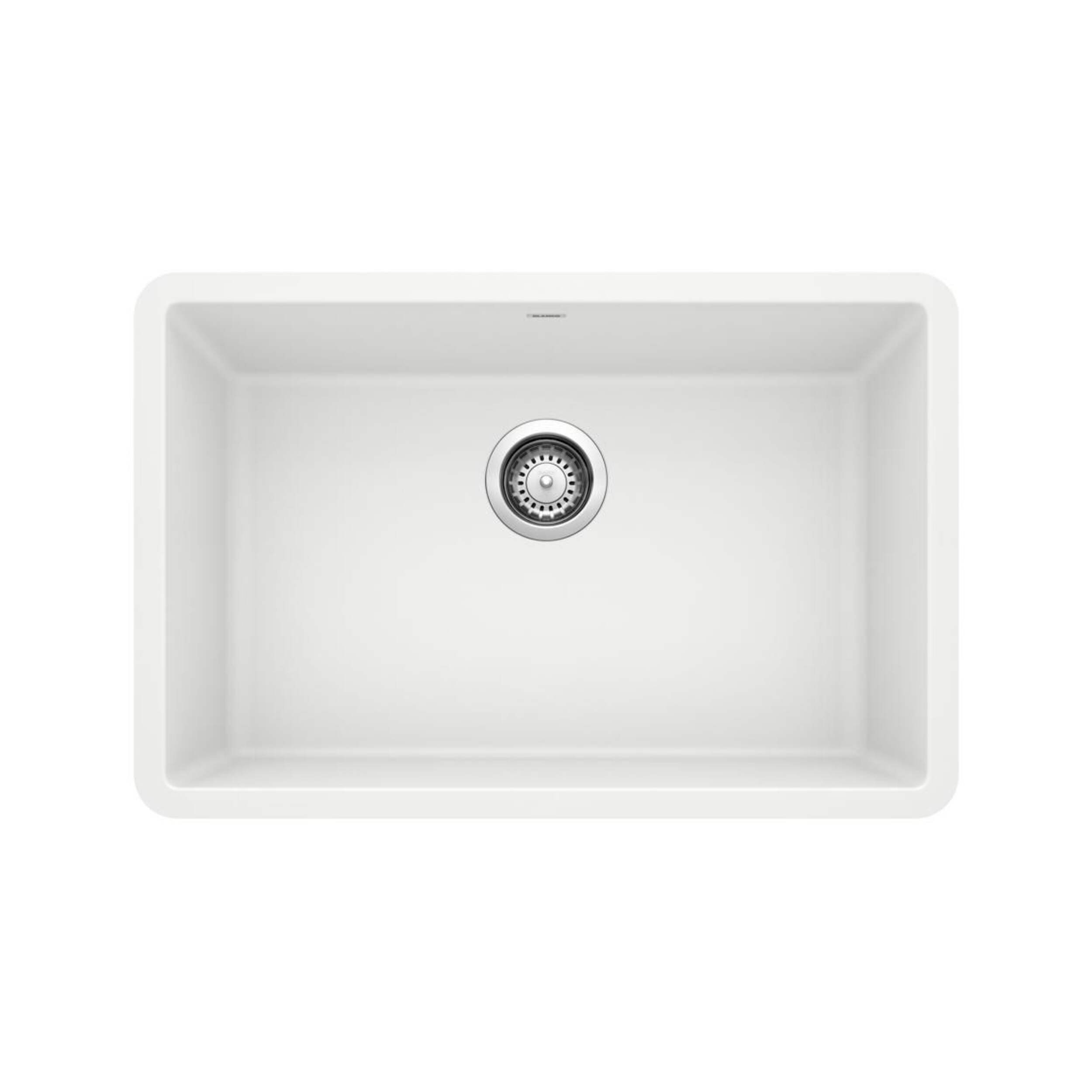 Blanco Precis SILGRANIT 27-in Single Bowl Undermount Kitchen Sink, White Overhead_Flat