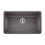 Évier de cuisine sous comptoir Blando Precis SILGRANIT Super Single, 32 po, cendre Overhead_Flat