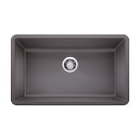 Évier de cuisine sous comptoir Blando Precis SILGRANIT Super Single, 32 po, cendre Overhead_Flat