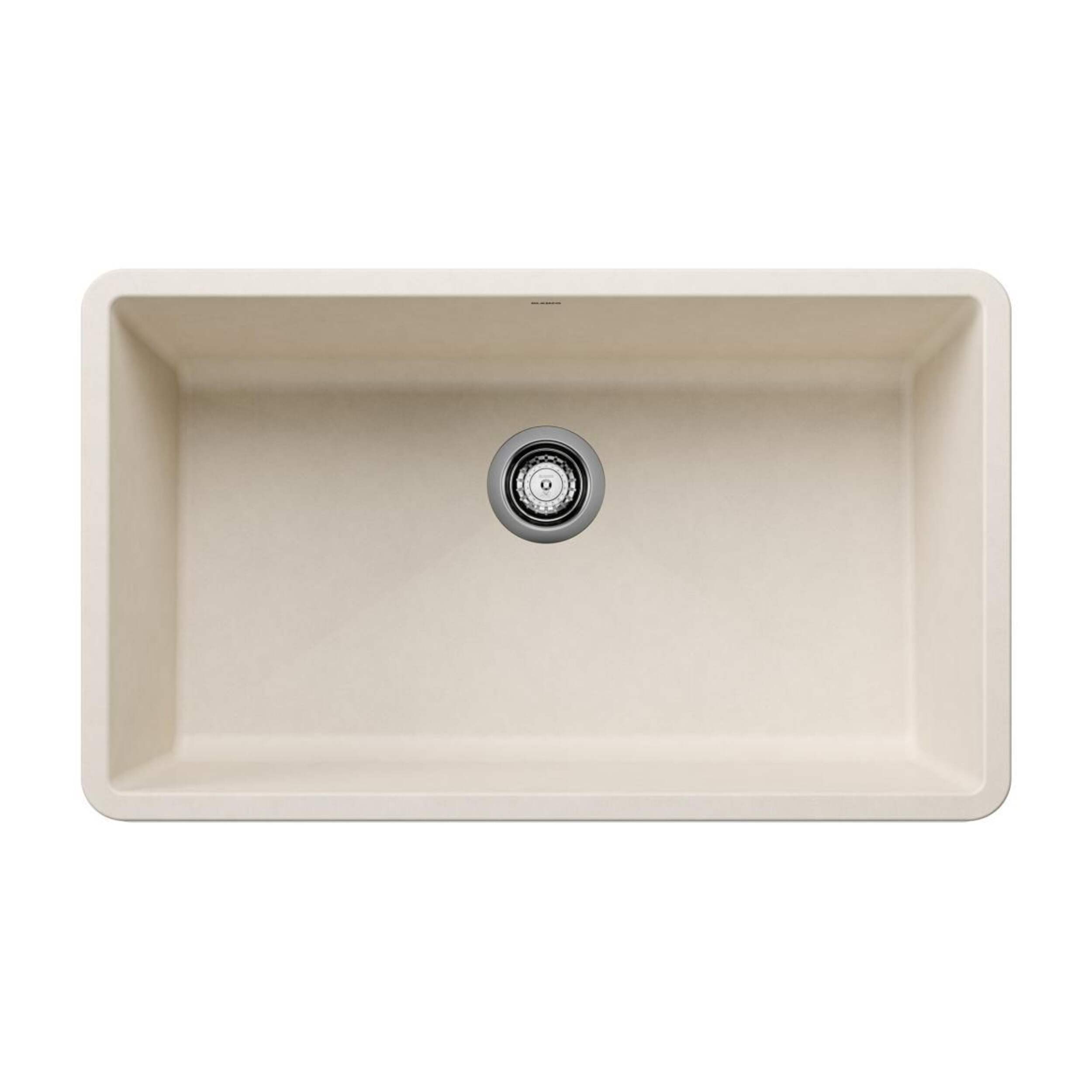 Blanco Precis SILGRANIT 32-in Super Single Undermount Kitchen Sink, Soft White Overhead_Flat