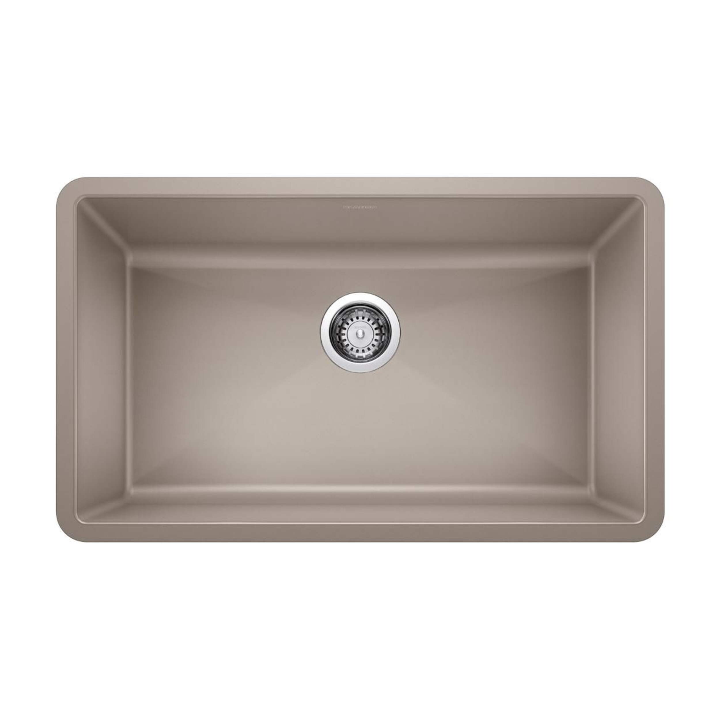 Blanco Precis SILGRANIT 32-in Super Single Undermount Kitchen Sink, Truffle Overhead_Flat