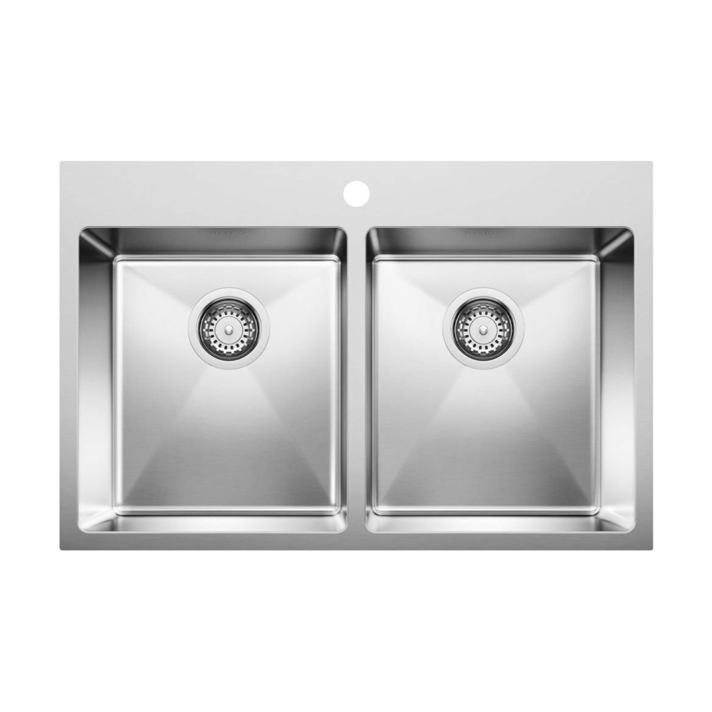 Blanco Quatrus R15 31-in 50/50 Double Bowl Dual Mount Stainless Steel Kitchen Sink Overhead_Flat