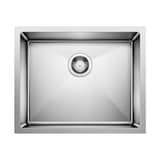 Évier de cuisine sous comptoir à cuve simple en acier inoxydable Blanco Quatrus R15, 22 po Overhead_Flat
