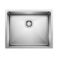 Évier de cuisine sous comptoir à cuve simple en acier inoxydable Blanco Quatrus R15, 22 po Overhead_Flat