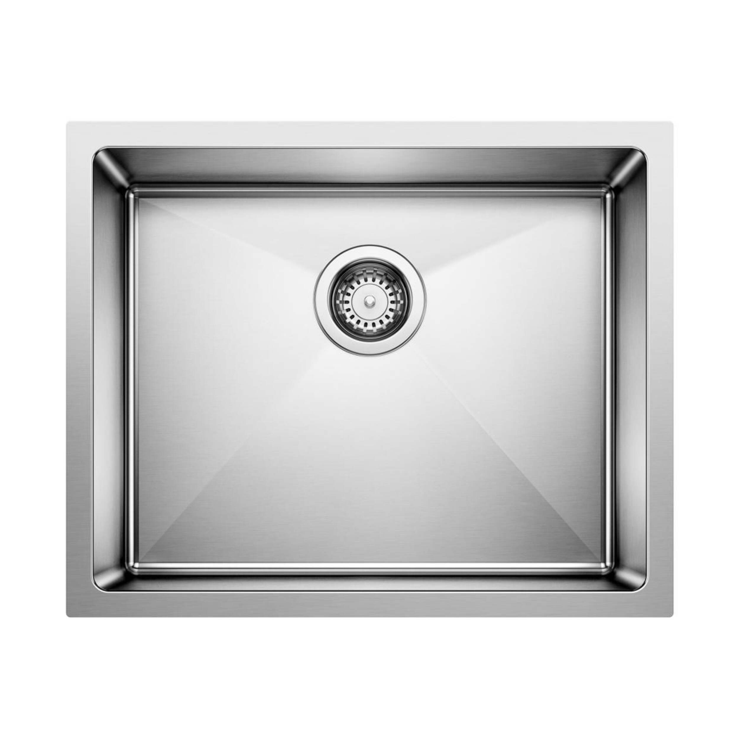 Évier de cuisine sous comptoir à cuve simple en acier inoxydable Blanco Quatrus R15, 22 po Overhead_Flat