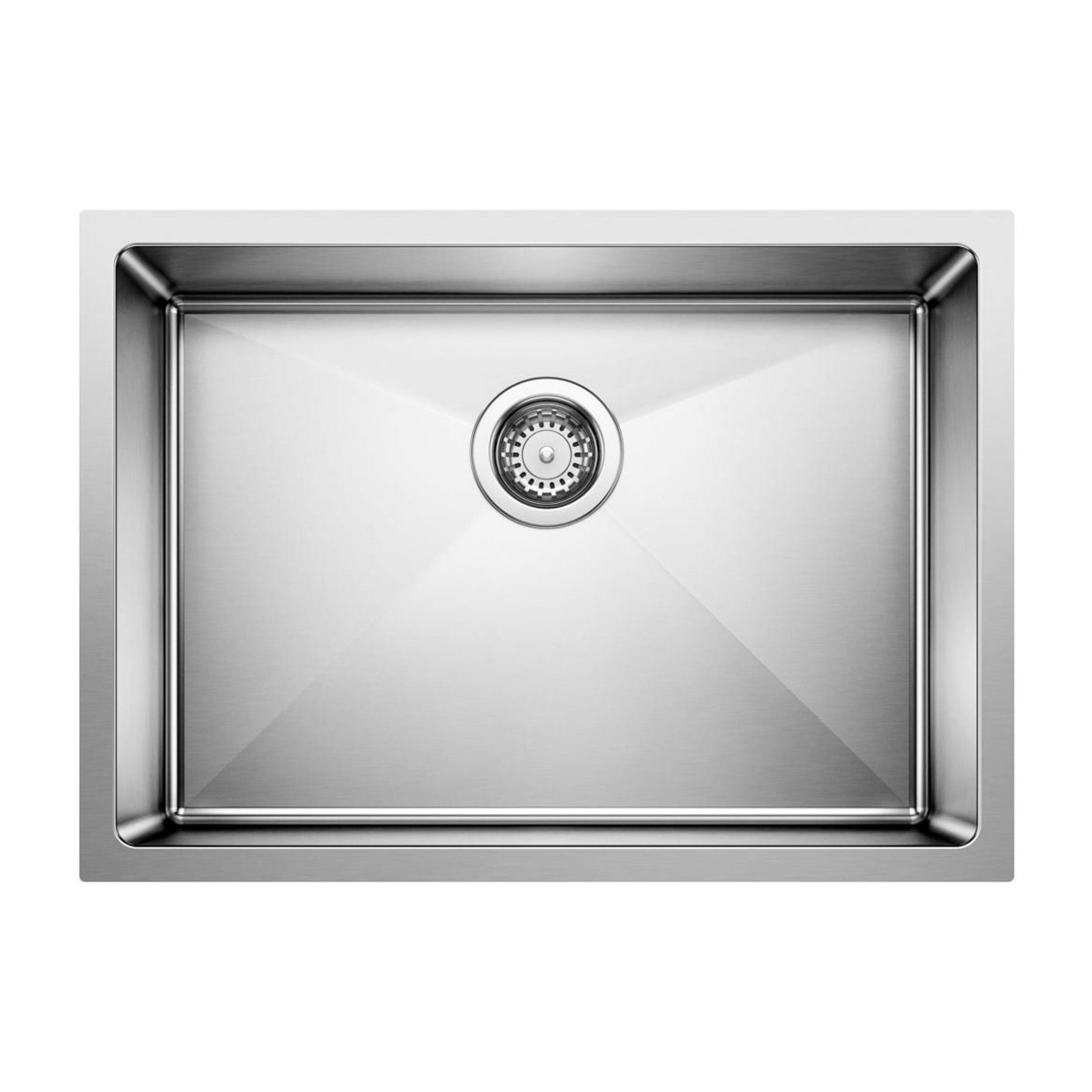 Évier de cuisine sous comptoir à cuve simple en acier inoxydable Blanco Quatrus R15, 25 po Overhead_Flat
