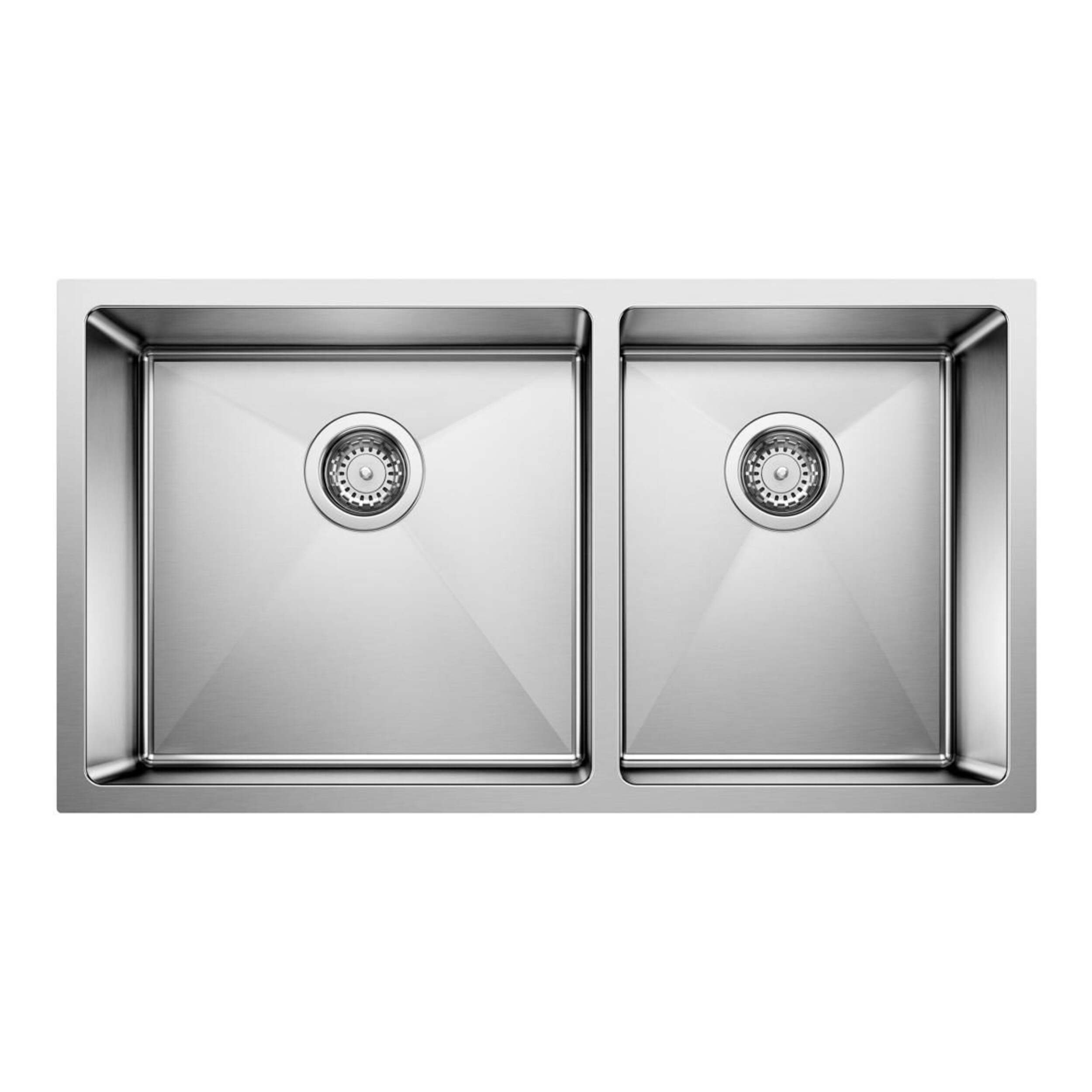 Évier de cuisine sous comptoir à double cuve en acier inoxydable 60/40 Blanco Quatrus R15, 33 po Overhead_Flat