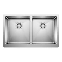 Blanco Quatrus R15 32-in 50/50 Double Bowl Apron-Front Stainless Steel Farmhouse Sink Overhead_Flat