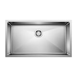 Évier de cuisine sous comptoir à cuve simple en acier inoxydable Blanco Quatrus R15 Super, 32 po Overhead_Flat