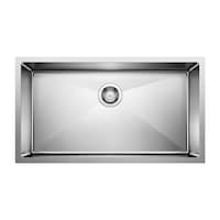 Évier de cuisine sous comptoir à cuve simple en acier inoxydable Blanco Quatrus R15 Super, 32 po Overhead_Flat