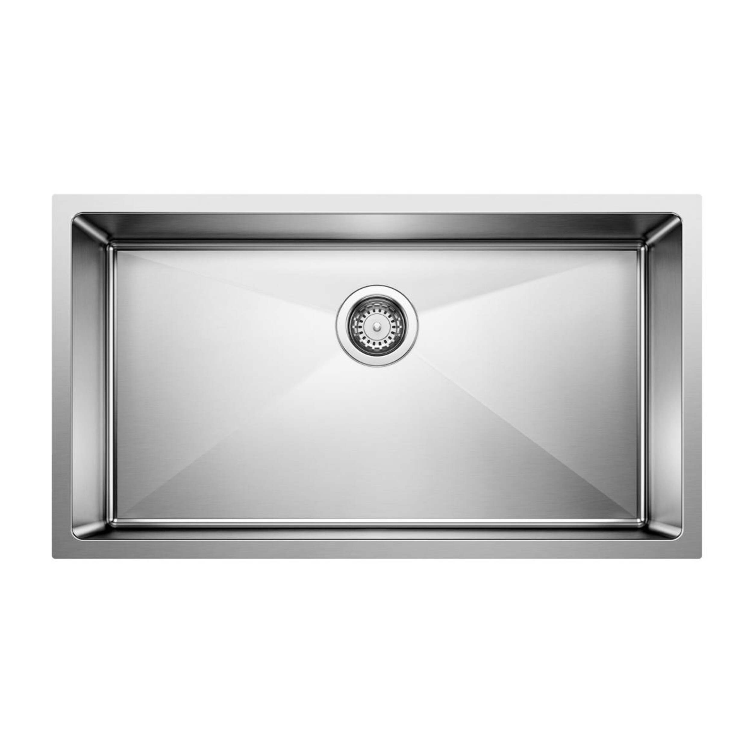 Évier de cuisine sous comptoir à cuve simple en acier inoxydable Blanco Quatrus R15 Super, 32 po Overhead_Flat