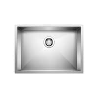 Évier de cuisine sous comptoir à cuve simple en acier inoxydable Blanco Quatrus R0, 25 po Overhead_Flat