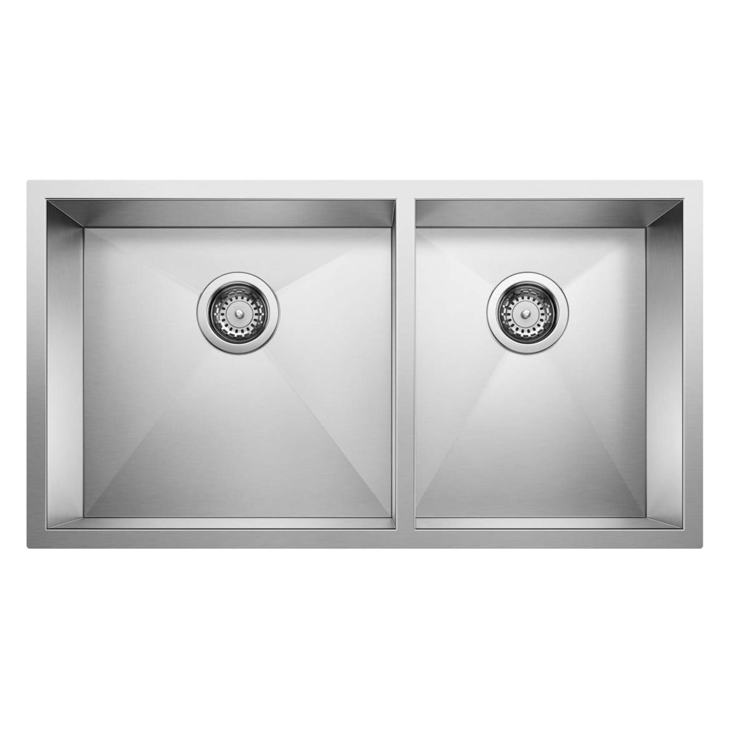 Évier de cuisine sous comptoir à double cuve en acier inoxydable 60/40 Blanco Quatrus R0, 33 po Overhead_Flat