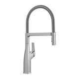 Robinet de cuisine rétractable à jet double Blanco Rivana Semi-Pro, acier PVD Front_Angled_Right