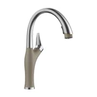 Robinet de cuisine rétractable à jet double Blanco Artona, acier PVD/truffe Front_Angled_Right