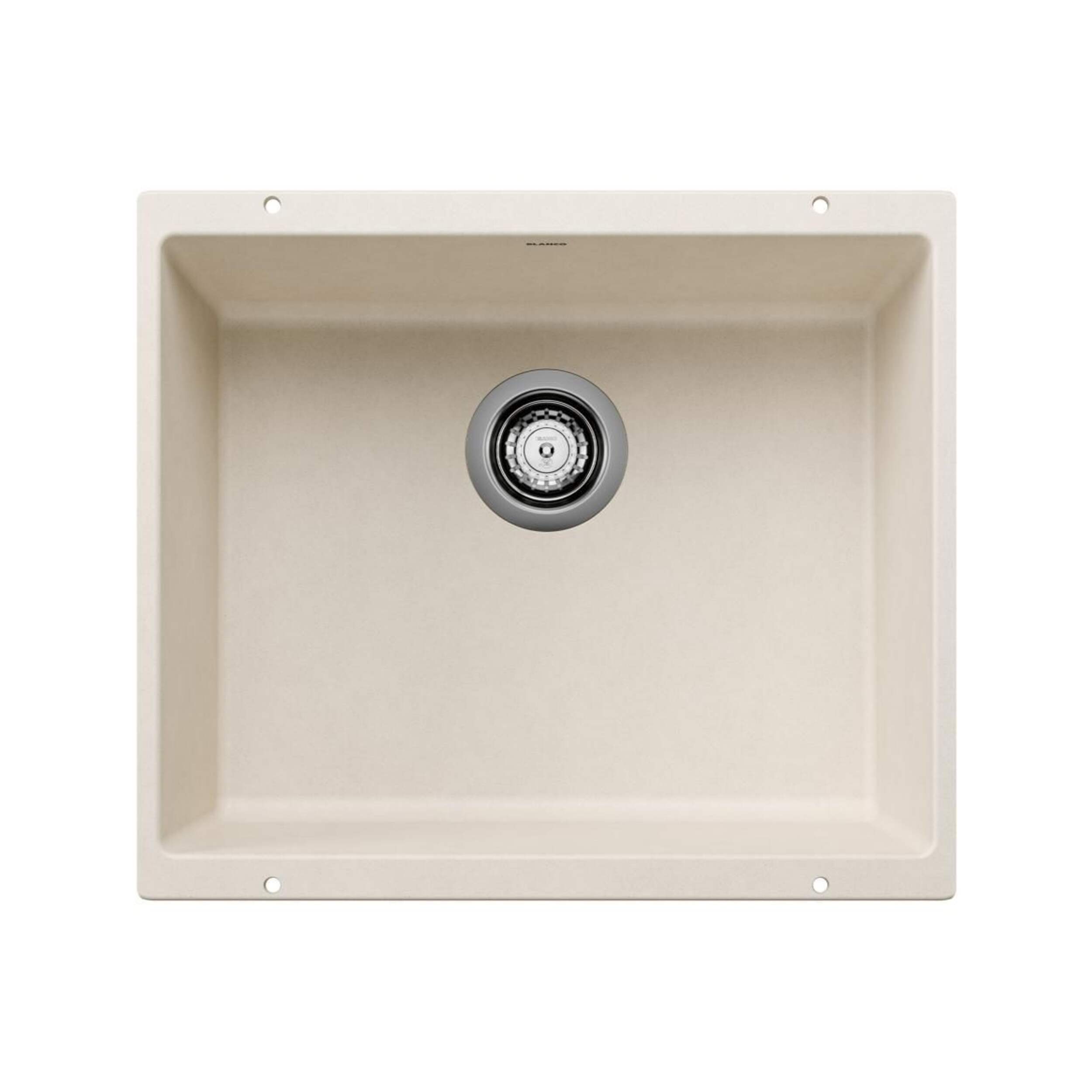 Évier de cuisine sous comptoir à cuve simple Blanco Precis SILGRANIT, 21 po, blanc doux Overhead_Flat
