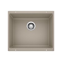 Évier de cuisine sous comptoir à cuve simple Blanco Precis SILGRANIT, 21 po, truffe Overhead_Flat