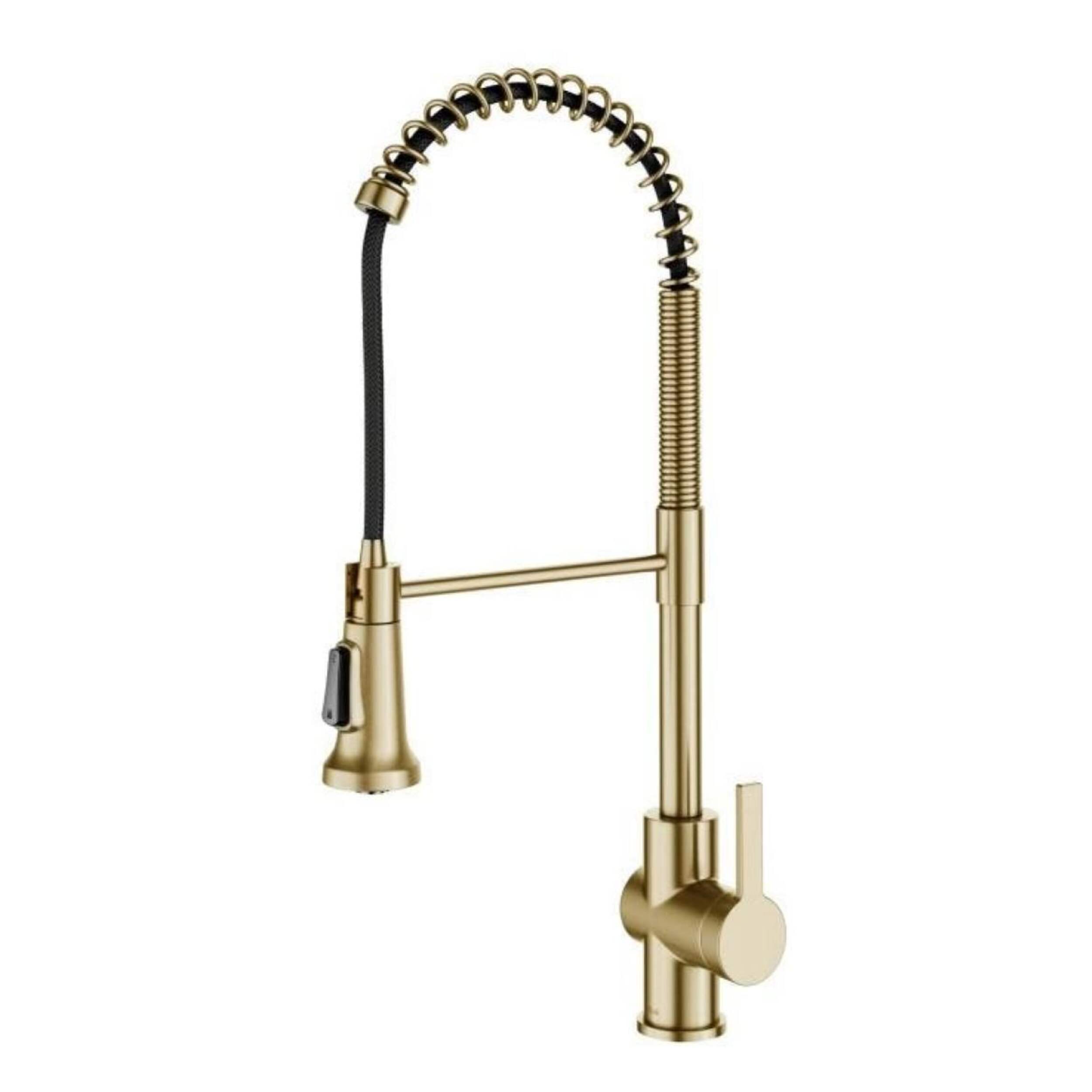 Kraus Britt Commercial Style Pull-Down Single Handle Kitchen Faucet, Spot Free Antique Champagne Bronze Front_Three_Fourths_Angled_Left