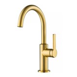 Kraus Oletto Single Handle Kitchen Bar/Prep Faucet, Brushed Brass Front_Three_Fourths_Angled_Left