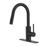 Kraus Oletto Pull-Down Single Handle Kitchen Faucet with QuickDock Top Mount Installation Assembly, Matte Black Front_Three_Fourths_Angled_Left