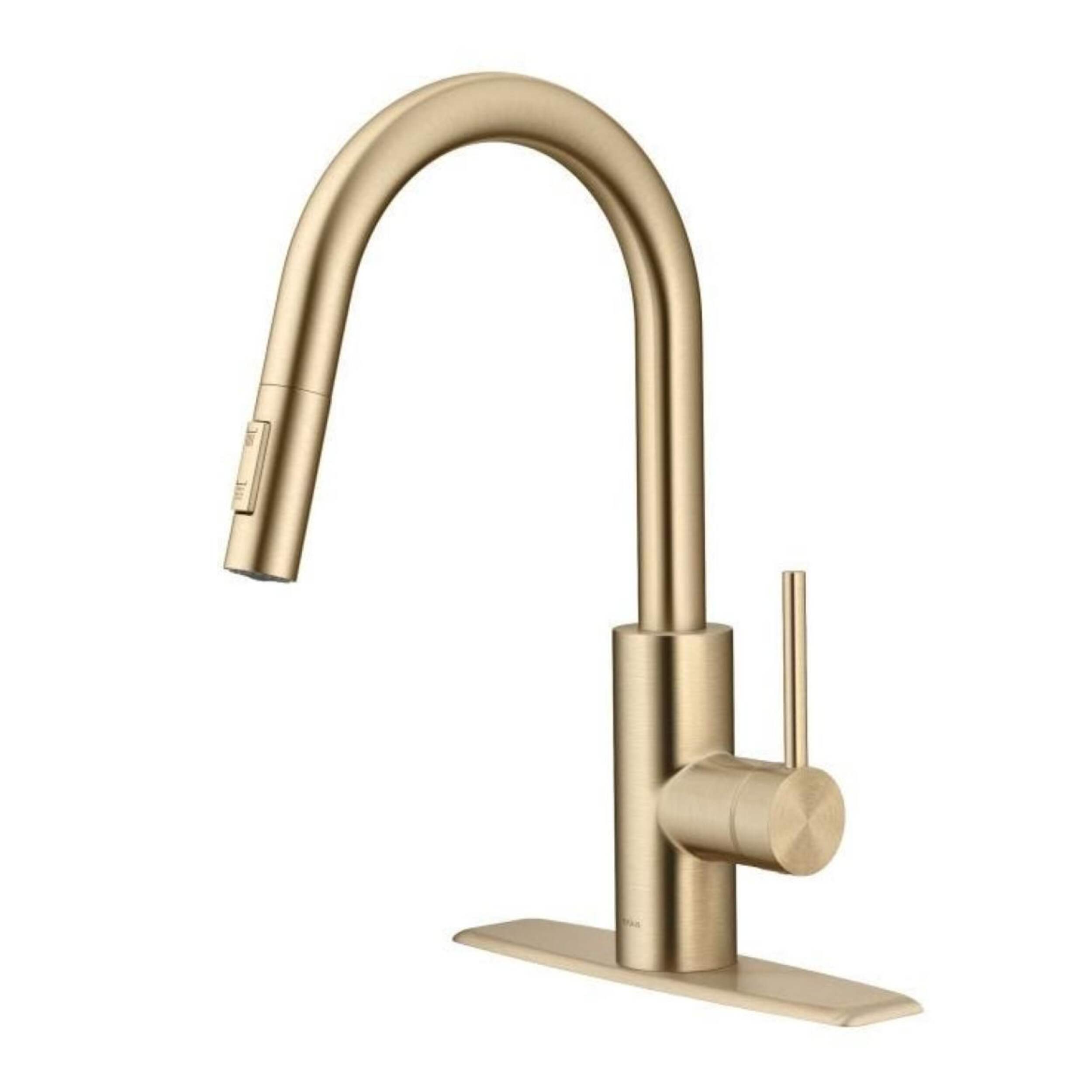 Kraus Oletto Pull-Down Single Handle Kitchen Faucet with QuickDock Top Mount Installation Assembly, Spot Free Antique Champagne Bronze Front_Three_Fourths_Angled_Left