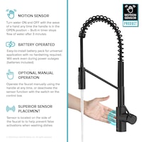 Kraus Oletto Touchless Sensor Commercial Pull-Down Single Handle Kitchen Faucet with QuickDock Top Mount Installation Assembly, Matte Black Front_Angled_Left