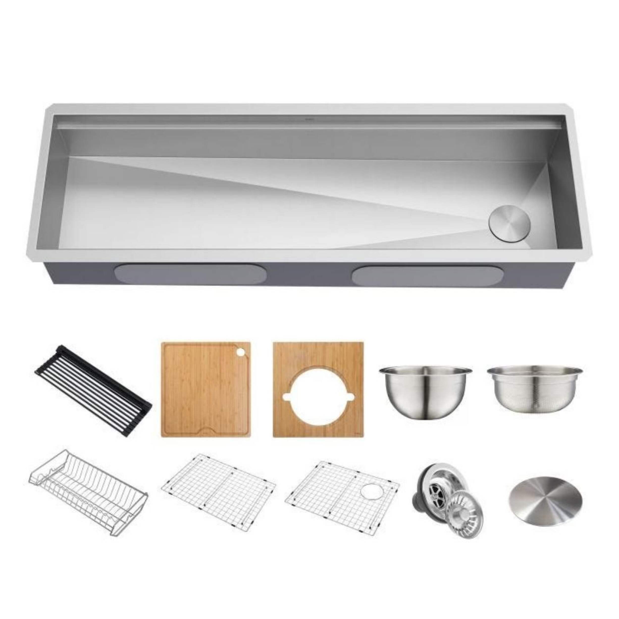 Kraus Kore 2-Tier Workstation Undermount 16-Gauge Single Bowl Kitchen Sink with 11-Piece Chef’s Kit, 57-in Composite_or_Mixed
