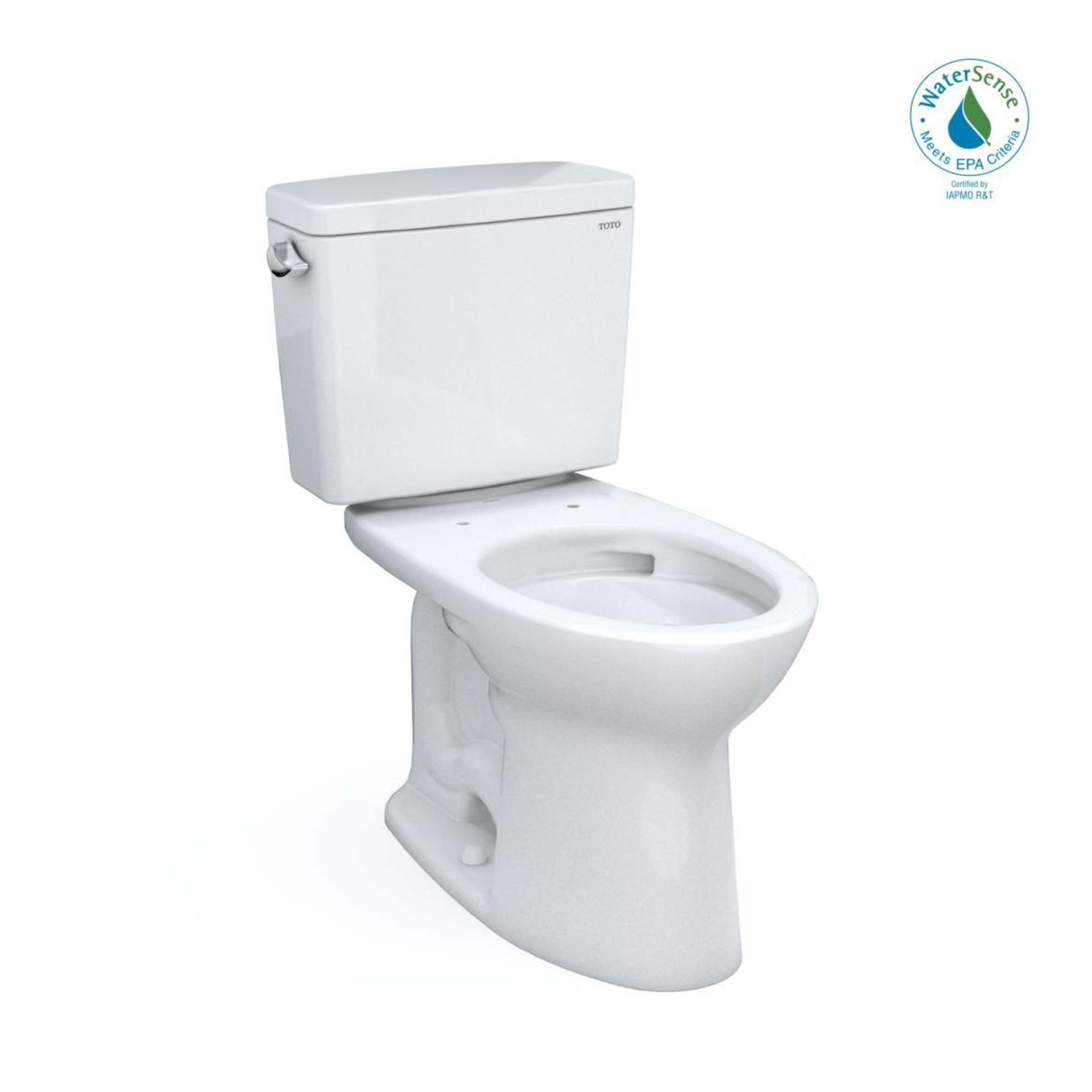 TOTO Drake Two-Piece Elongated 1.28 GPF Tornado Flush Toilet with CEFIONTECT, Cotton White Front_Three_Fourths_Angled_Right