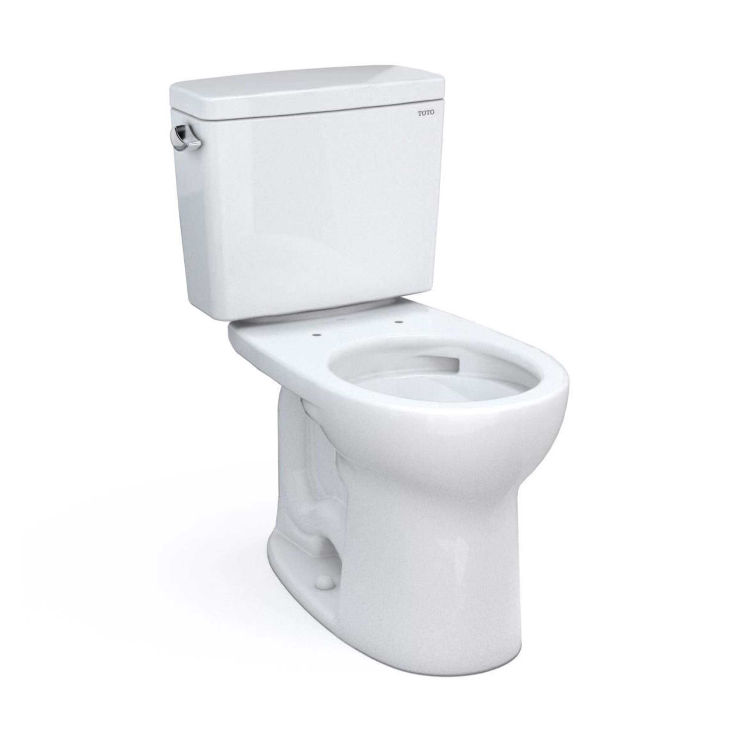 TOTO Drake Two-Piece Round 1.6 GPF Universal Height Tornado Flush Toilet with CEFIONTECT, Cotton White Front_Three_Fourths_Angled_Right