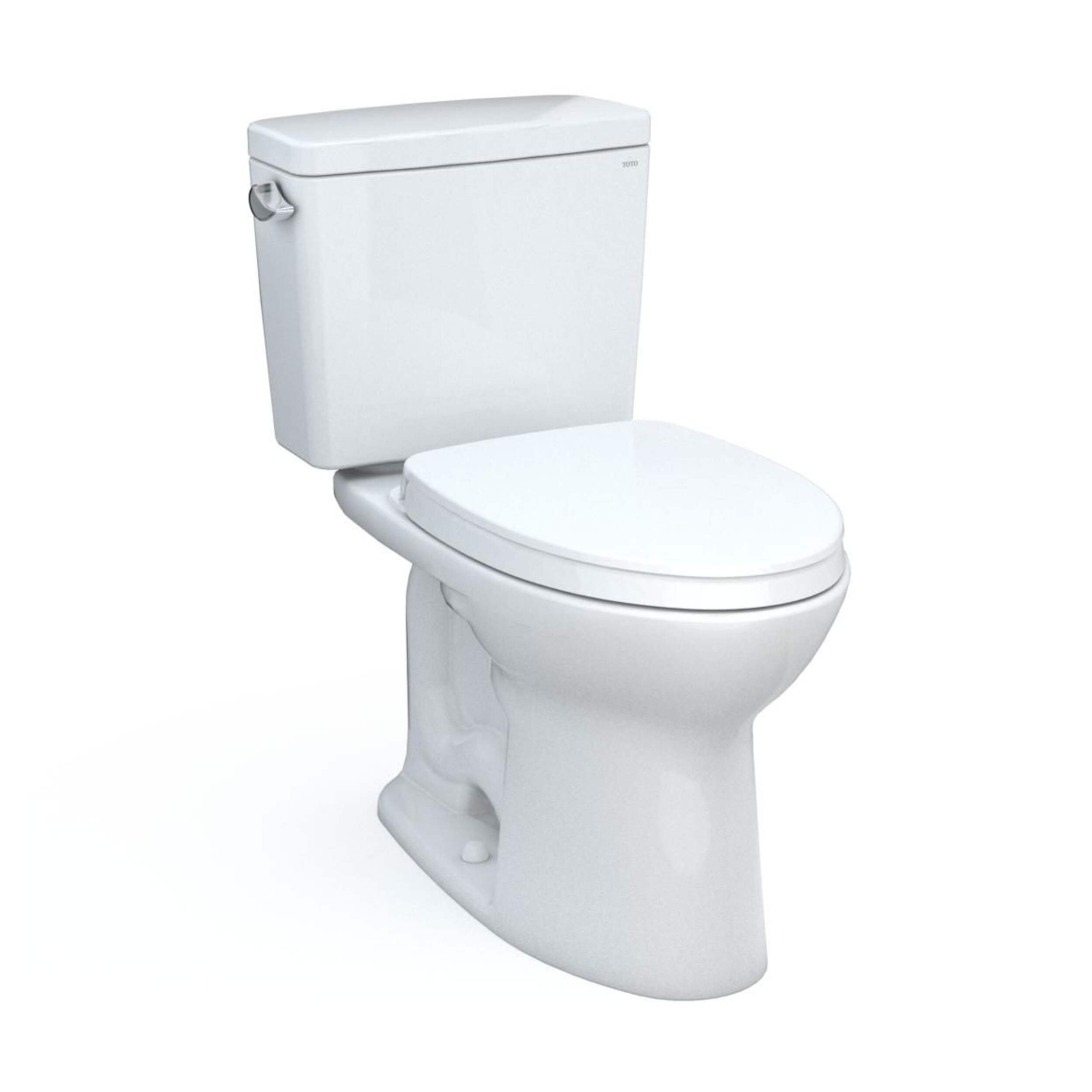 TOTO Drake Two-Piece  1.6 GPF Universal Height Tornado Flush Toilet with CEFIONTECT & SoftClose Seat Front_Three_Fourths_Angled_Right
