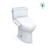 TOTO Drake WASHLET+ Two-Piece Elongated 1.28 GPF Universal Height Tornado Flush Toilet with C2 Bidet Seat Front_Three_Fourths_Angled_Right