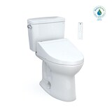 TOTO Drake WASHLET+ Two-Piece Elongated 1.28 GPF Universal Height Tornado Flush Toilet with C5 Bidet Seat Front_Angled_Right