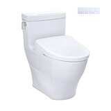 Toilette allongée TOTO WASHLET+ Legato cuvette allongée une pièce, 1,28 gal/c avec siège bidet contemporain WASHLET S7 Front_Angled_Right