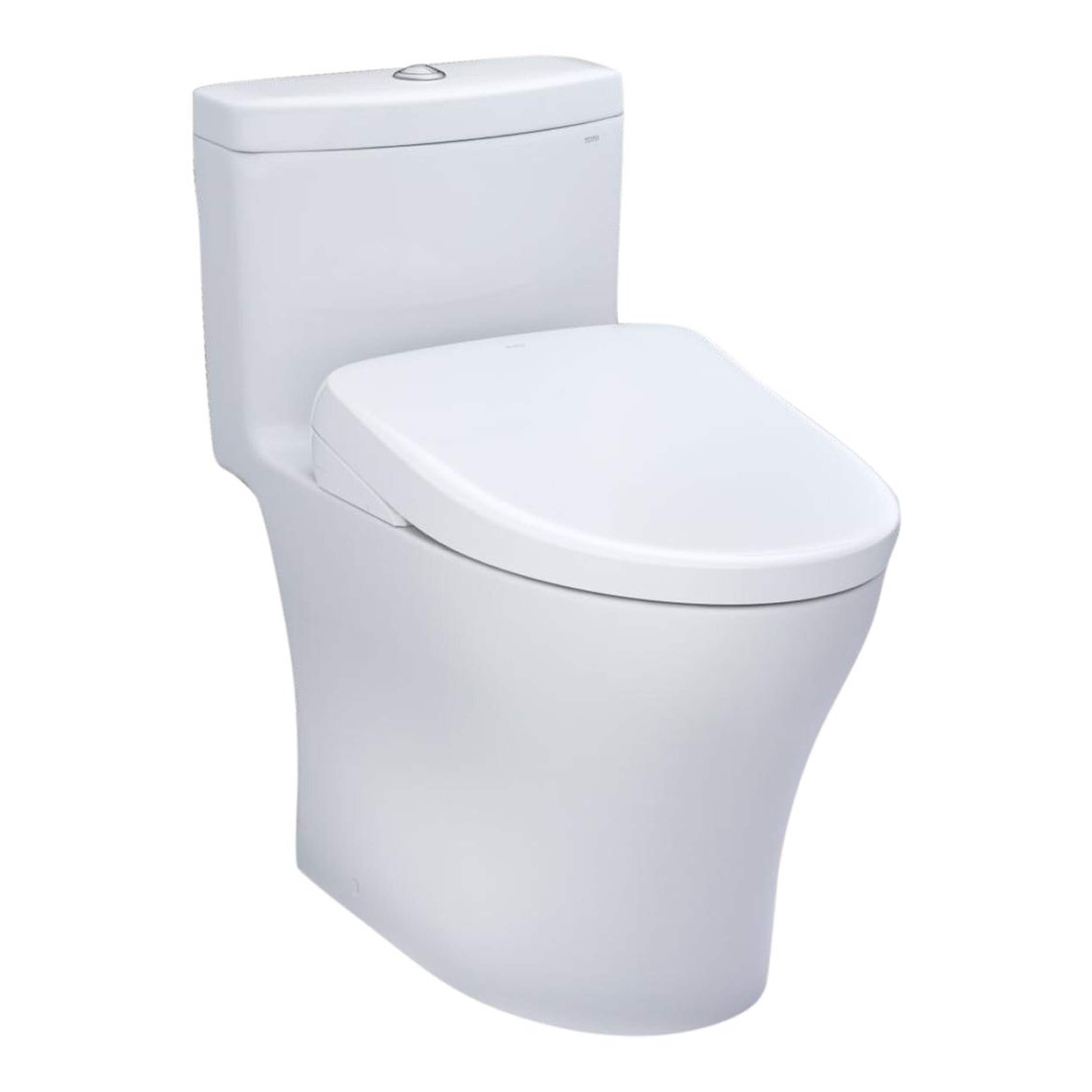 Toilette TOTO WASHLET+ Aquia IV une pièce à double chasse, 1,28 et 0,9 gal/c, siège bidet électrique S7A Front_Angled_Right