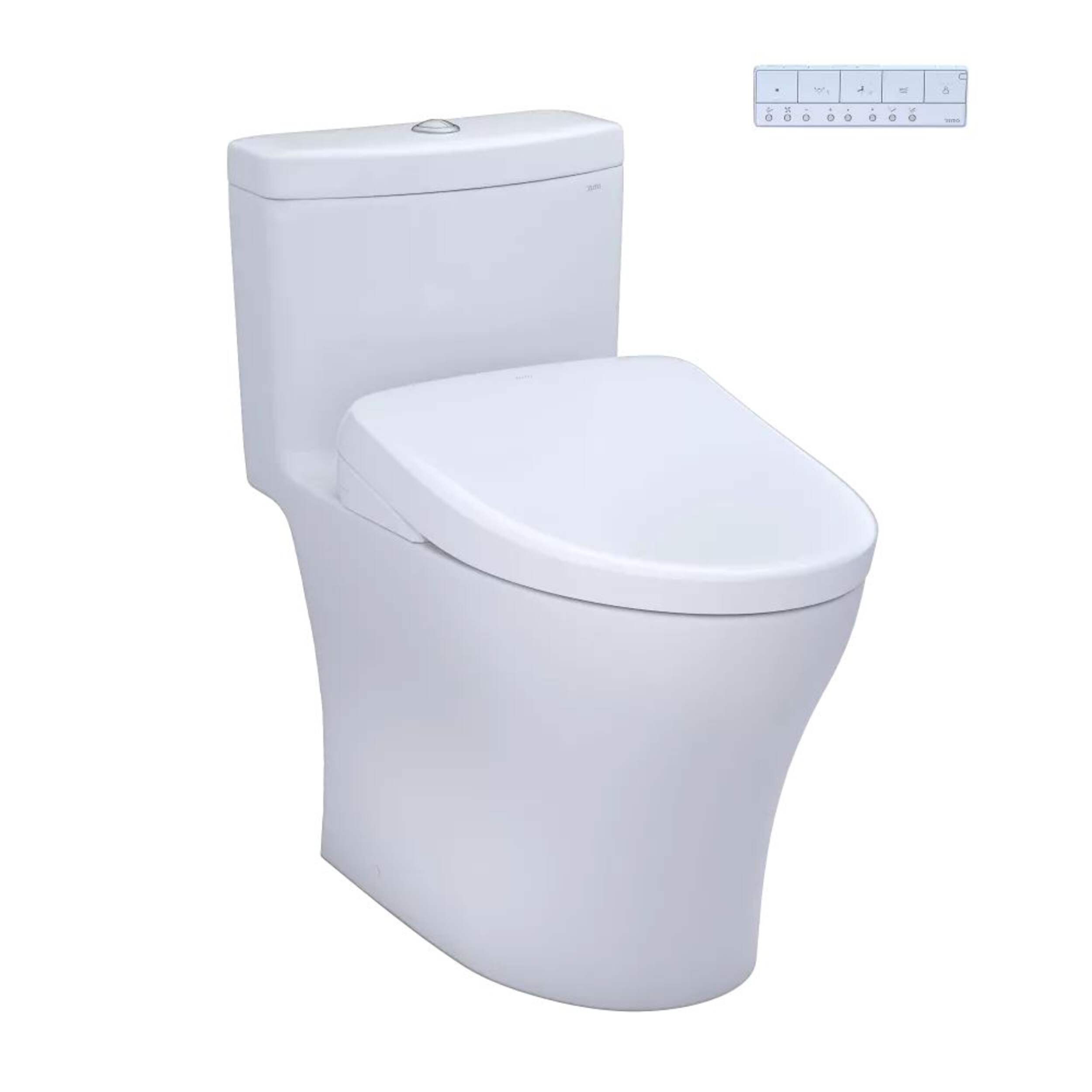 Toilette TOTO WASHLET Plus Aquia IV monopièce à double chasse, 1,28 et 0,9 gal/c, chasse automatique, siège bidet S7A Front_Angled_Right