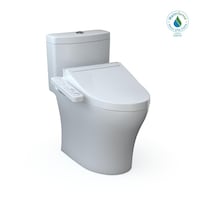 TOTO® WASHLET®+ Aquia® IV One-Piece Elongated Dual Flush 1.28 & 0.9 GPF Toilet with WASHLET C2 Bidet Seat Front_Three_Fourths_Angled_Right