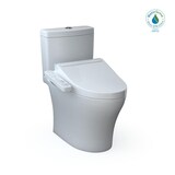 TOTO® WASHLET®+ Aquia® IV Two-Piece Universal Height Dual Flush 1.28 & 0.9 GPF Toilet with WASHLET C2 Bidet Seat Front_Three_Fourths_Angled_Right
