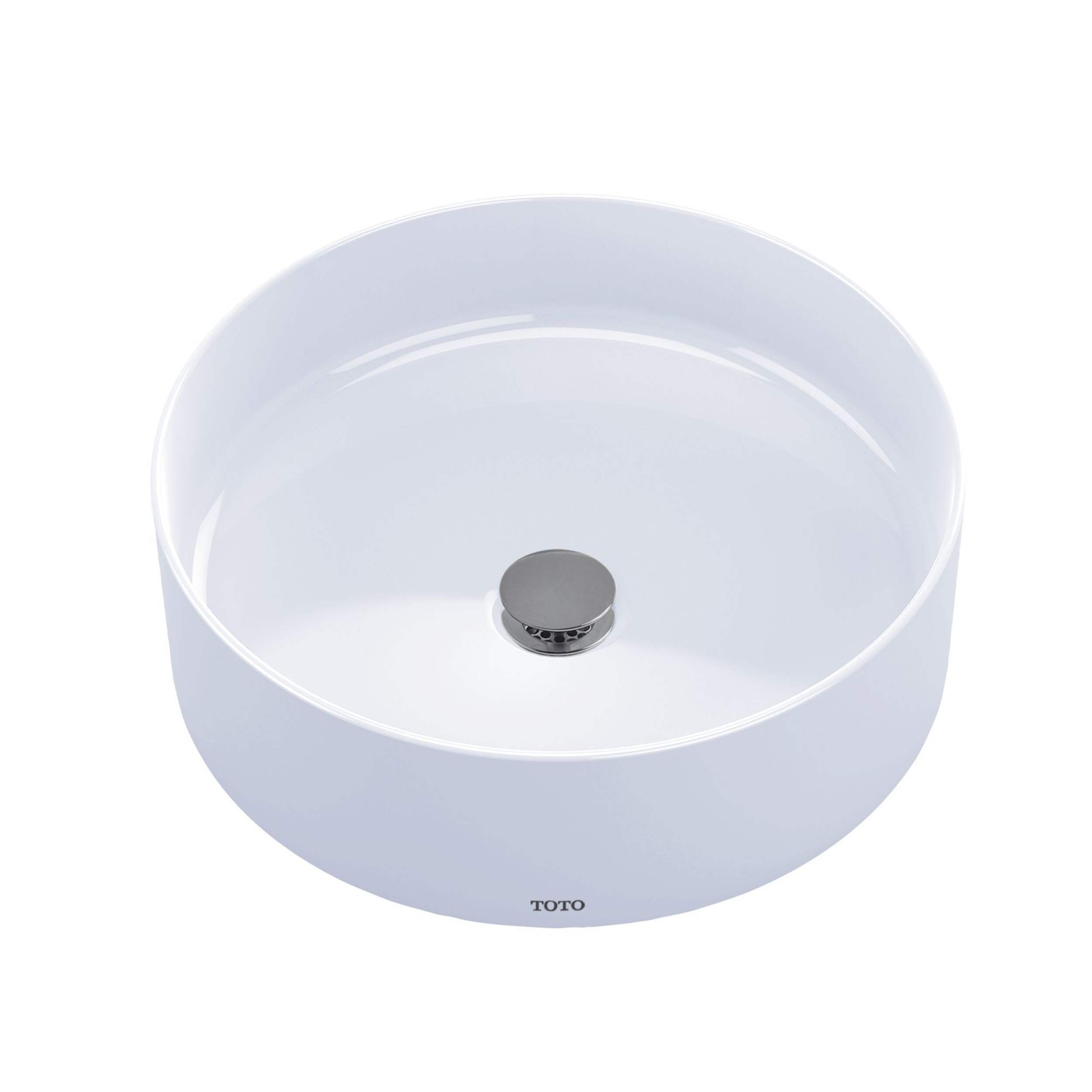 Lavabo rond Toto Arvina, 16,5 po, coton Overhead_Plunge