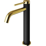 VIGO Lexington Vessel Bathroom Faucet, Gold and Carbon Fiber Front_Angled_Left