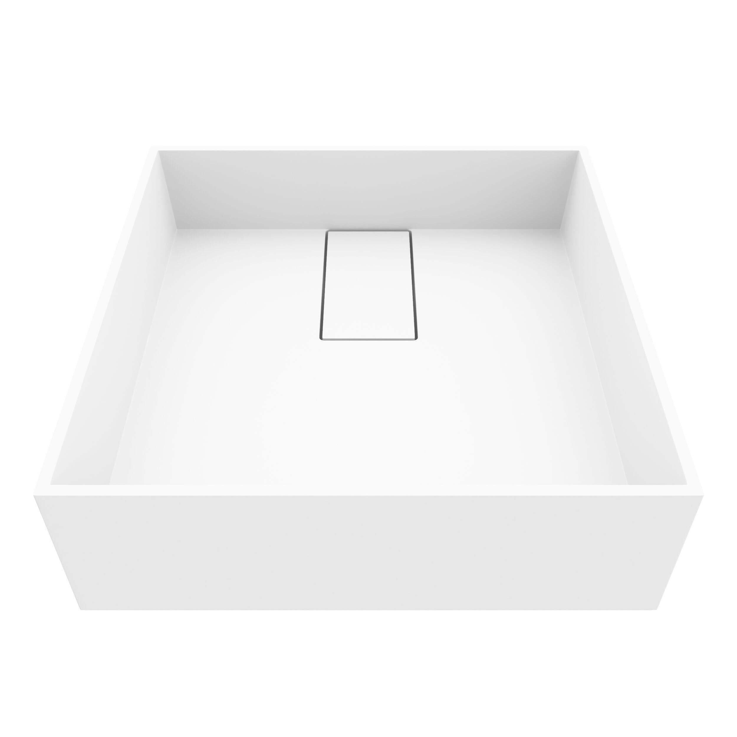 VIGO Bryant MatteStone™ Square Vessel Bathroom Sink/Basin with Deep Bowl, 15-in, White Front_Elevated