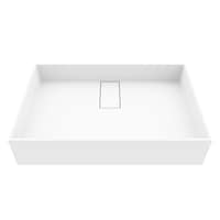 VIGO Bryant MatteStone™ Rectangular Vessel Bathroom Sink/Basin with Deep Bowl, 23-in, White Overhead_Plunge