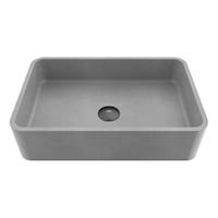 VIGO Cordoba Gothic ConcretoStone™ Rectangular Vessel Bathroom Sink/Basin with Deep Bowl, Grey Overhead_Plunge
