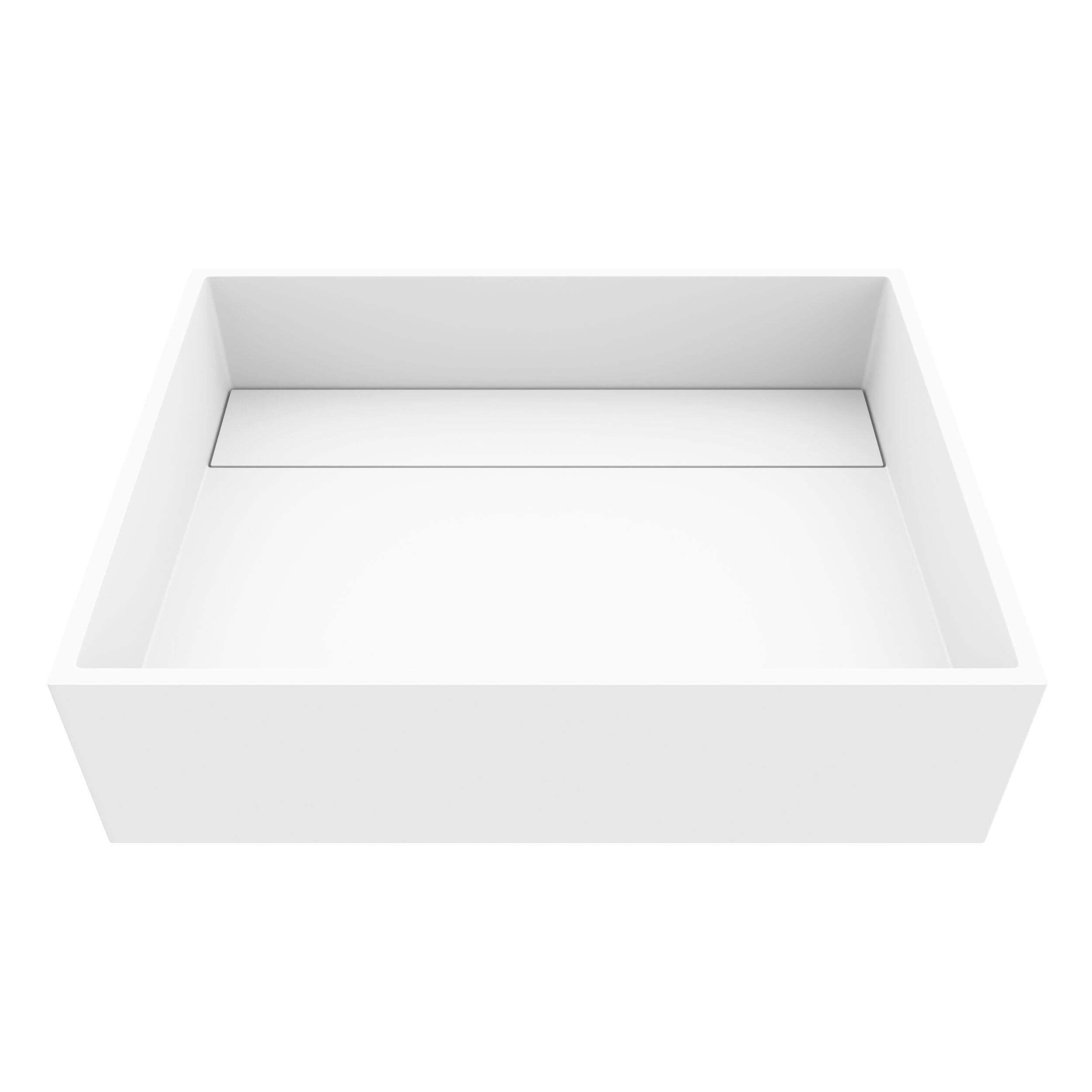 VIGO Montauk MatteStone™ Rectangular Vessel Bathroom Sink/Basin with Deep Bowl, 17-in, White Front_Elevated