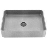 VIGO Tarragona Gothic ConcretoStone™ Rectangular Vessel Bathroom Sink/Basin with Deep Bowl, 19-in, Grey Overhead_Plunge